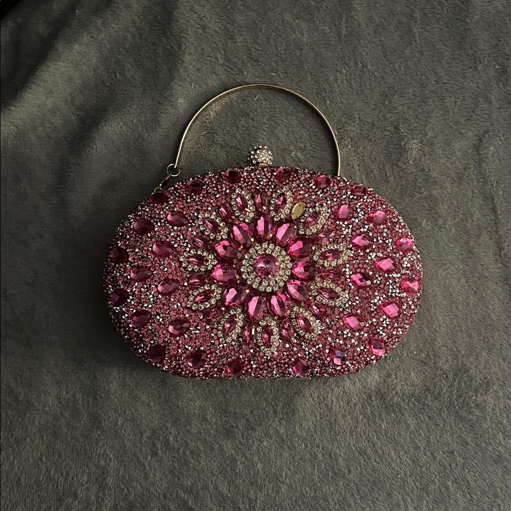 Pink Beaded Clutch